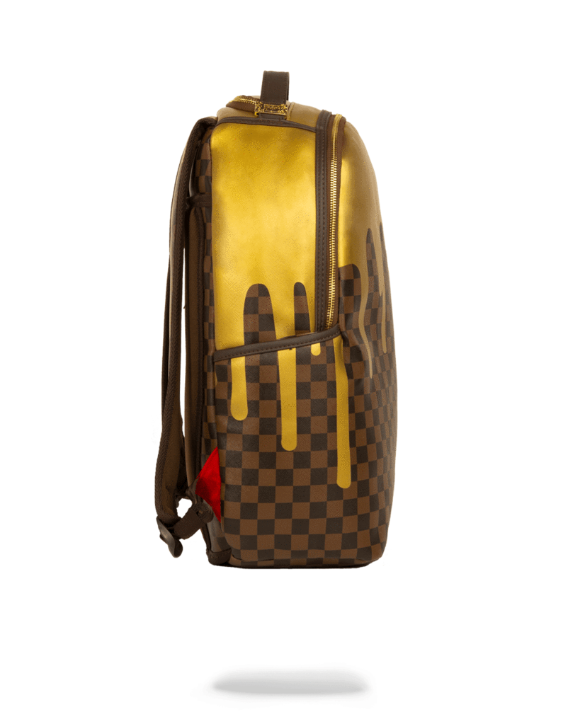 GOLD CHECKERED DRIPS  BACKPACK - GOLD
