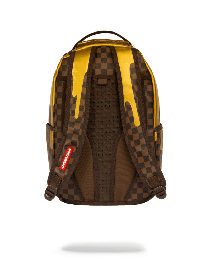 Sprayground Gold Checkred Drips Backpack Zaino